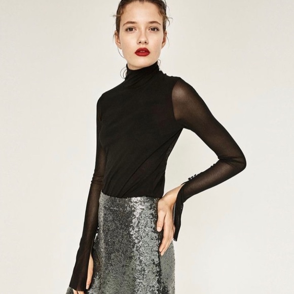 Zara tulle high neck top - Picture 1 of 5